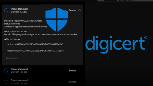 Microsoft Defender yeniləməsi nəticəsində DigiCert root sertifikatları zərərli fayl kimi müəyyən edilib