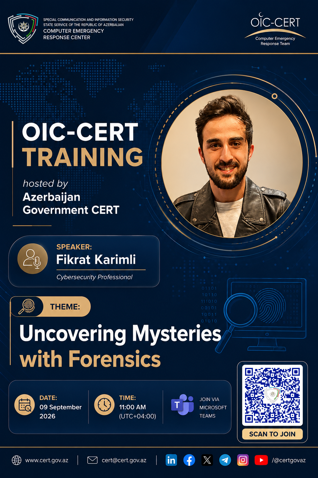 OIC-CERT üzvləri üçün “Uncovering Mysteries with Forensics” mövzusunda vebinar keçirilib